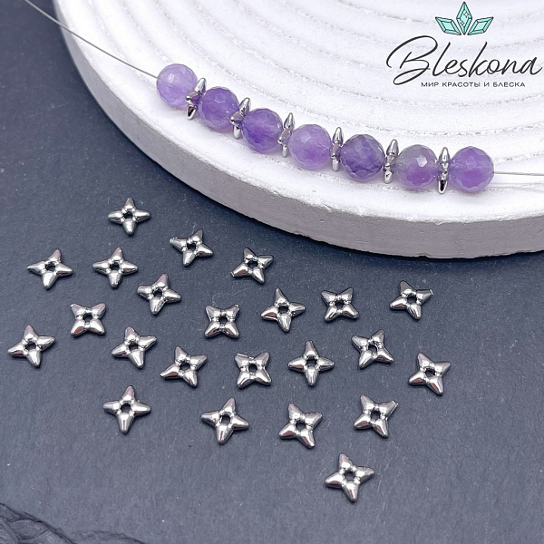 7*6,5 мм Цвет серебро, Бусина-разделитель 