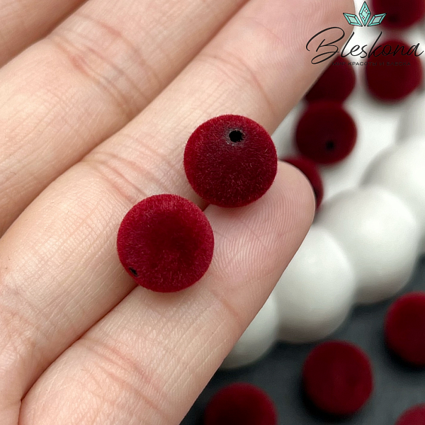 10мм Бархатная бусина, Цвет бордо