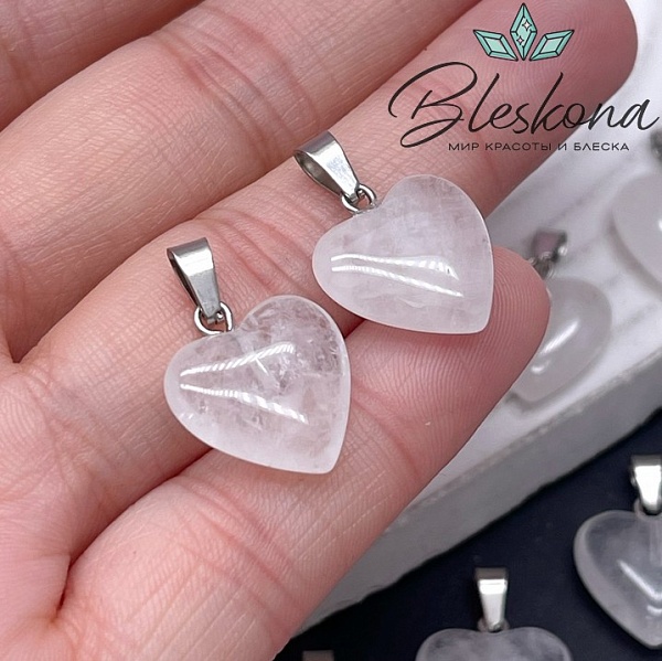 16*15 мм Цвет серебро, Подвеска Сердце Горный хрусталь