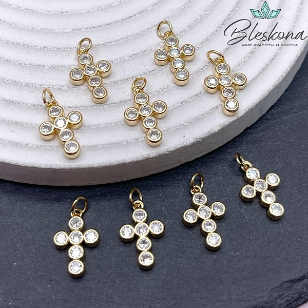 15,5*10 мм Цвет золото, Крест цирконы