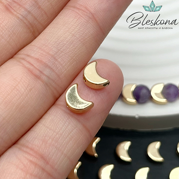 5,4*7 мм Цвет золото, Бусина Луна, гладкая 