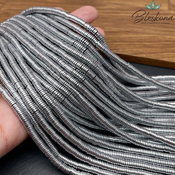 4*1 мм Гематин имитация, цвет темное серебро, диски