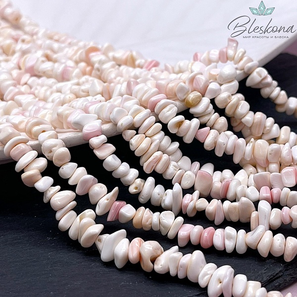 Перламутр нежно-розовый галтовка 5-9 мм