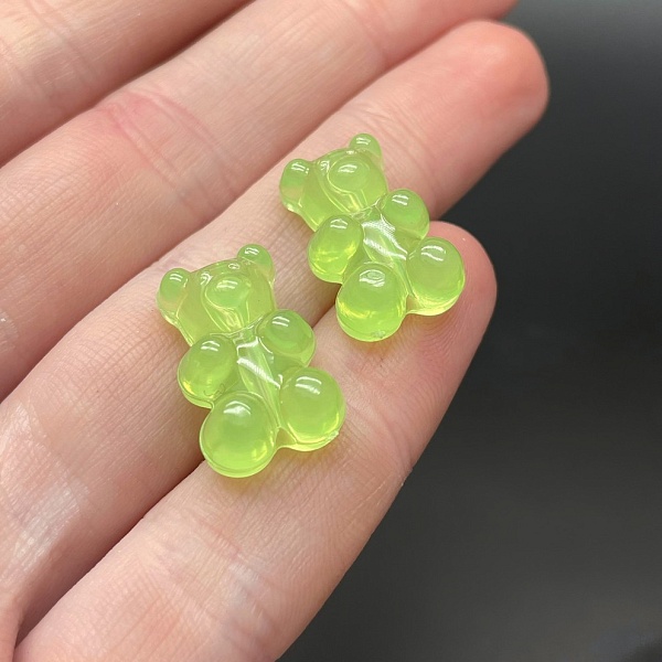 12*18 мм , Бусина Мишка салатовый прозрачный