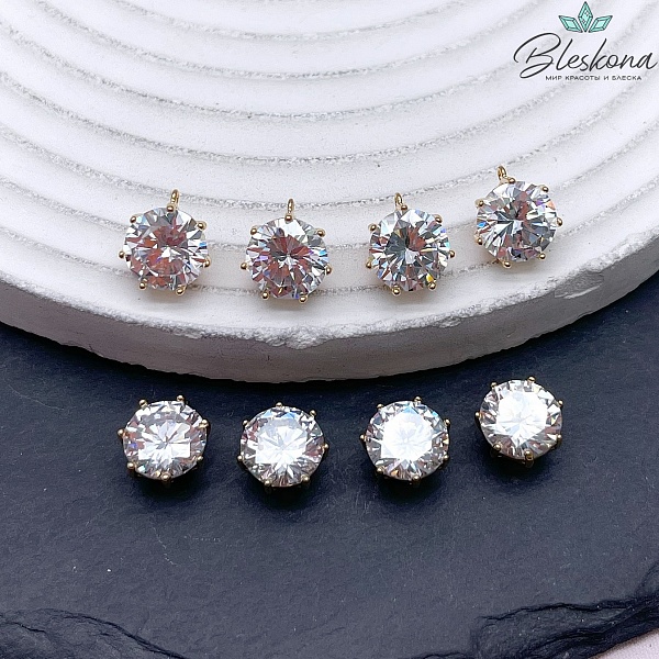 10*9 мм Цвет золото, Подвеска круг циркон 