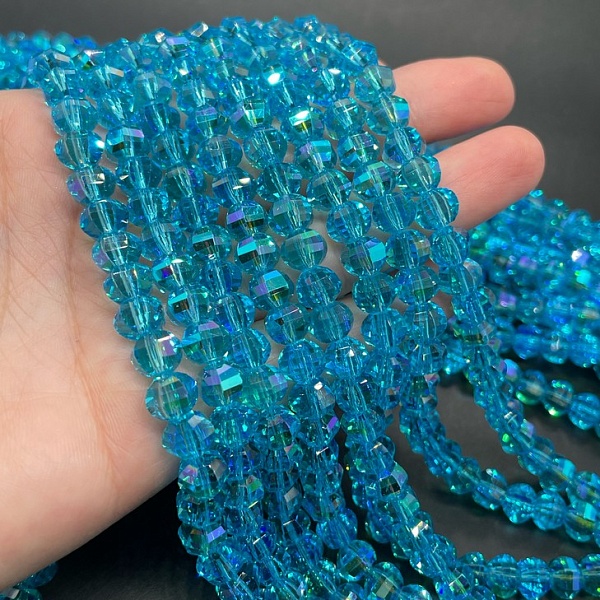 6*7,5 мм Стекло Lux, рондель прямоуг. огр., цвет голубой с фиолетовым переливом