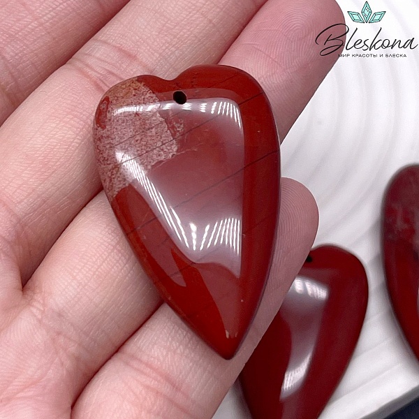 25*40 мм Подвеска Сердце Яшма Красная