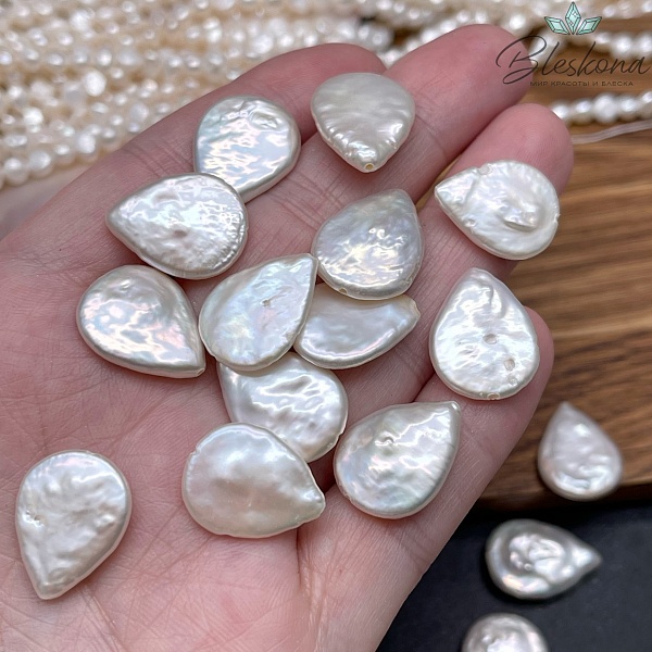 Жемчуг Барокко белый капля штучно ~ 18-14 мм 