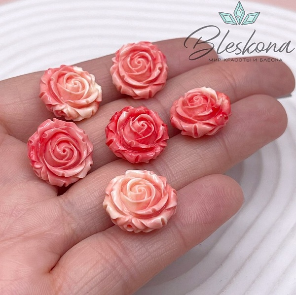 Бусина Розочка 15*8 мм (имитация коралла)