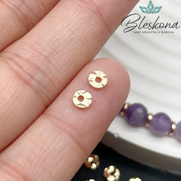 4*1 мм Цвет золото, Бусина-разделитель мятый 