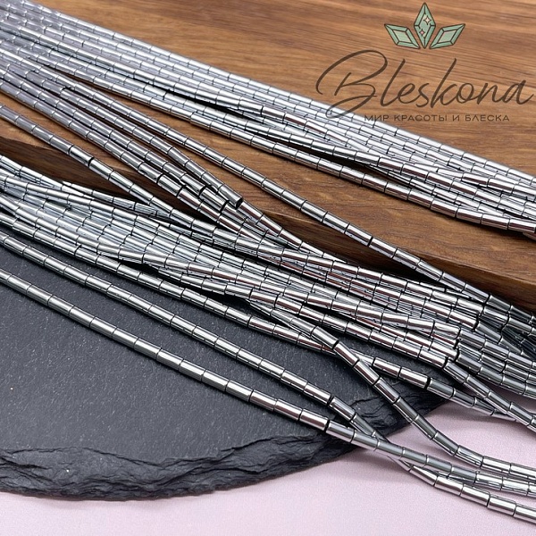 4*2 мм Гематин трубочки, цвет темное серебро, имитация