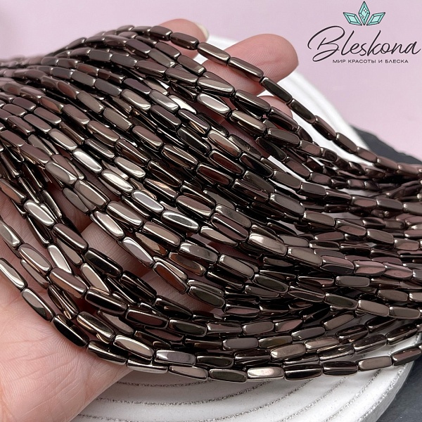 9*3 мм Гематин имитация, коричневый №1 (шоколадный), прямоугольник округленные стороны