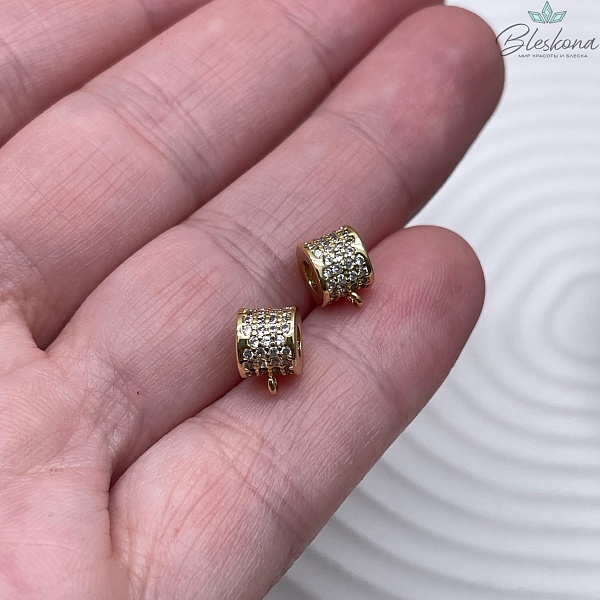 5*6 мм Цвет золото, Бейл цирконы неразъемное кольцо