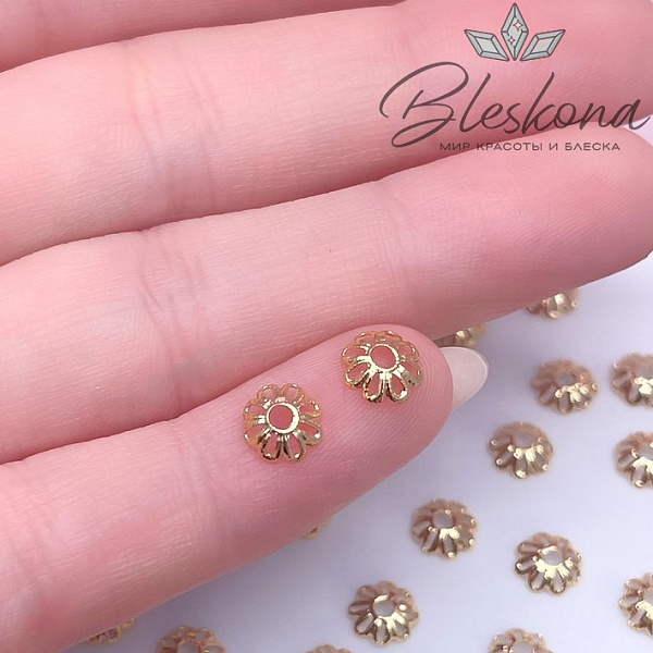 6 мм Цвет золото, Шапочка цветок