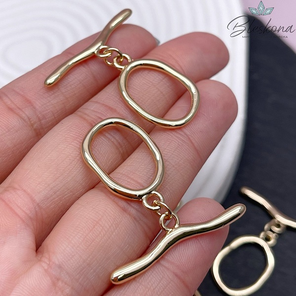 25*15мм Цвет золото, Замок Тогл овал неровный большой