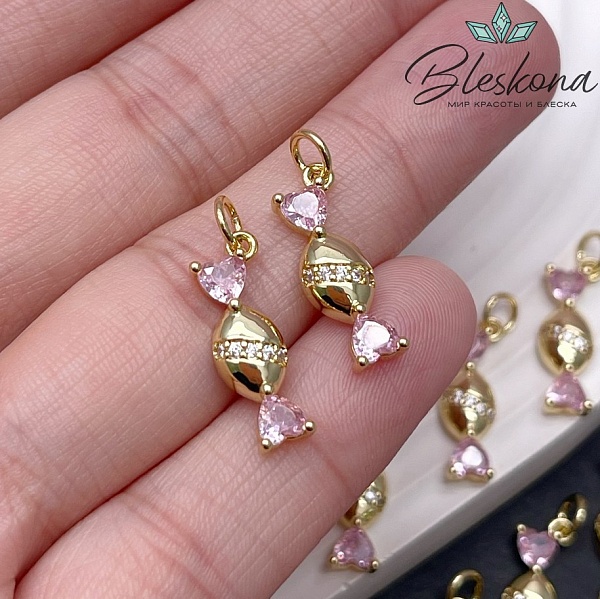 18,8*6 мм Цвет золото, Подвеска Конфета цирконы