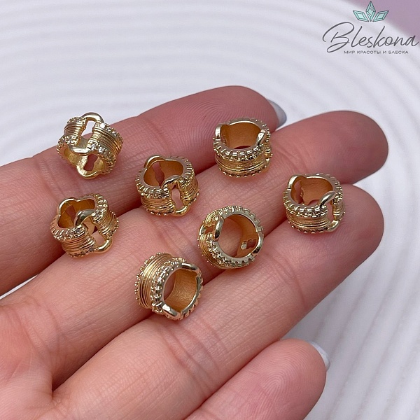 10*8 мм, цвет золото, Бусина - разделитель цирконы 