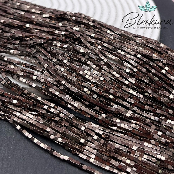 2 мм Гематин имитация, цвет коричневый №1 (шоколадный), куб