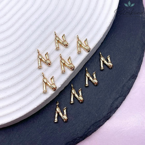 12 мм Цвет золото, Буквы веточки N 