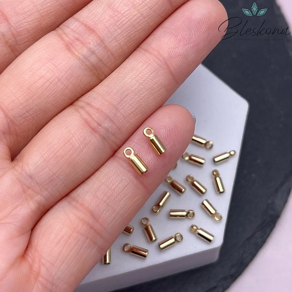 7*2,5 мм Цвет золото, Концевик для шнура гладкий 