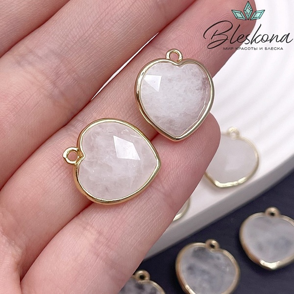 16,3*18,7мм,Цвет золото,Подвеска Сердце Горный хрусталь огранка