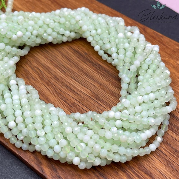 3,5 мм Опал светло-зеленый алмазная огранка 