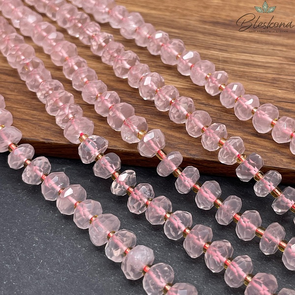 Розовый кварц рондель огранка 9*5 мм