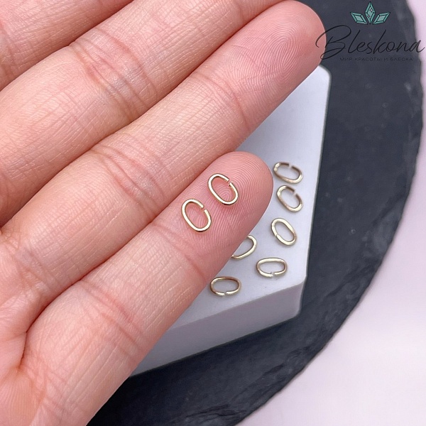 6*4*0,8 мм Цвет золото, Колечки овал уп. 1 гр. 