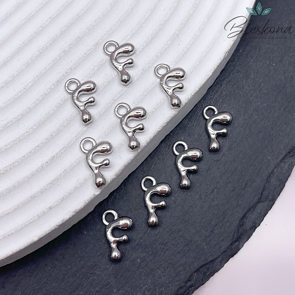 13 мм Цвет серебро, Буква гладкая F