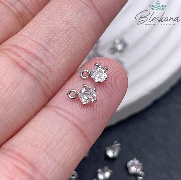 6*4,8 мм Цвет серебро, Подвеска циркон в обрамлении 