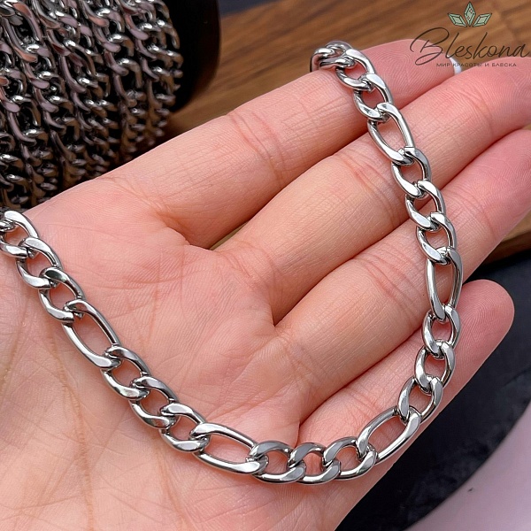 Цепь №С60 Цвет серебро 13,5*6,7/9,5*6,7 мм Сталь