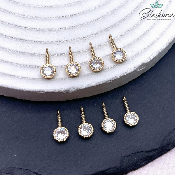 12,6*5,8 мм Цвет золото, Подвеска круг циркон