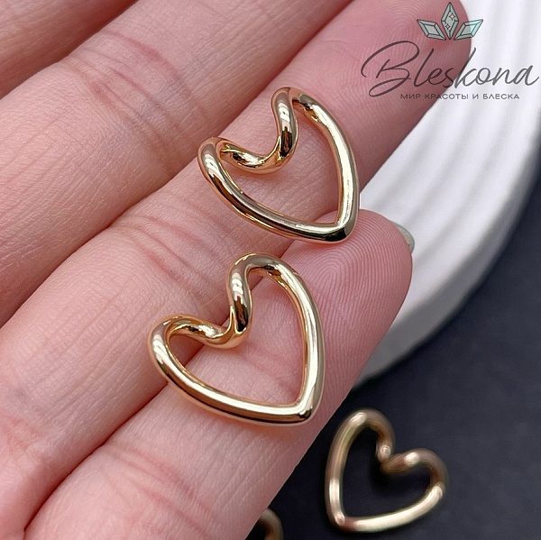 15*15,5 мм Цвет золото, Подвеска Сердце виток контур