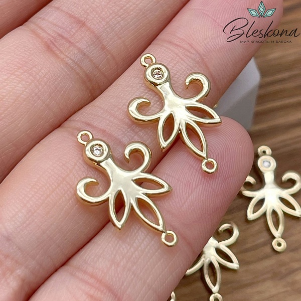 21,6*13 мм Цвет золото, Коннектор Этно с цирконом №12