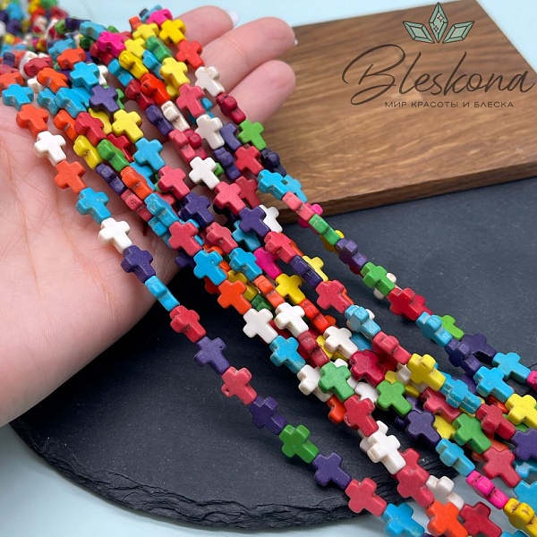 10*8 мм Магнезит (Говлит) имитация крест микс (тонированный)