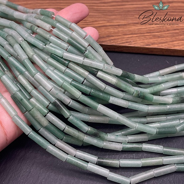 Зеленый авантюрин трубочки 13*4мм