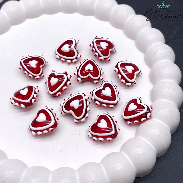 15*16 мм Бусина сердце красное