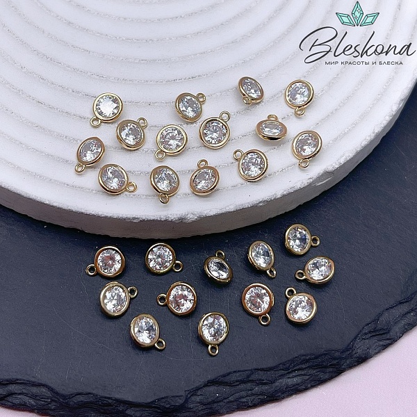 6,5 мм Цвет золото, Подвеска Круг циркон