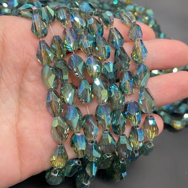 7*11,5 мм Стекло Lux, ракушка, цвет зеленый