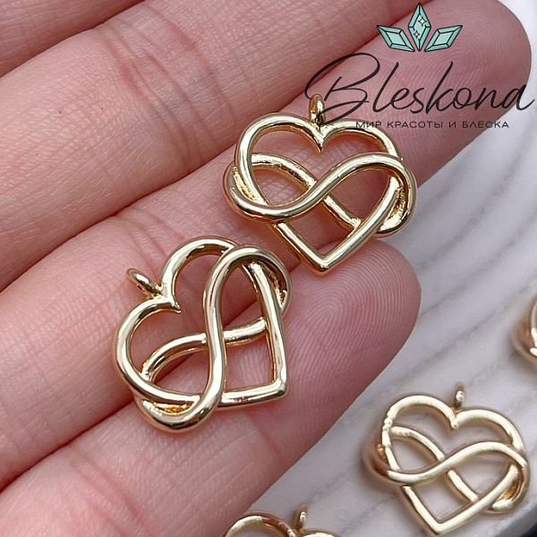 17,5*18 мм Цвет золото, Подвеска сердце контур бесконечность
