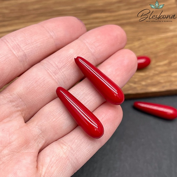 28*8 мм, Жемчуг Майорка красная капля  (штучно)