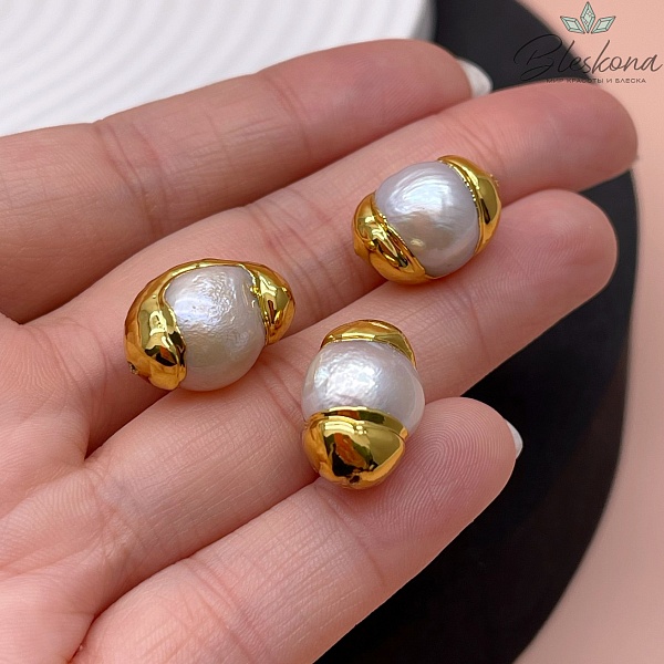 18*12 мм Цвет золото, Бусина  Жемчуг зауженный овал  