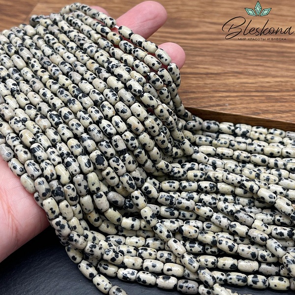 Яшма далматиновая бочата 7*4 мм