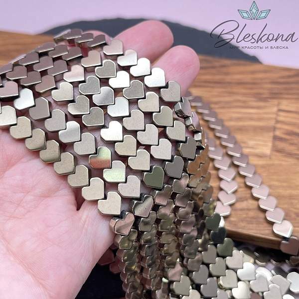 7*8 мм Гематин имитация, темное золото сердце углы