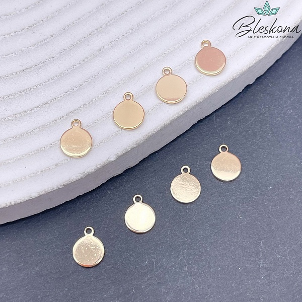 9*7 мм Цвет золото, Подвеска круг гладкий