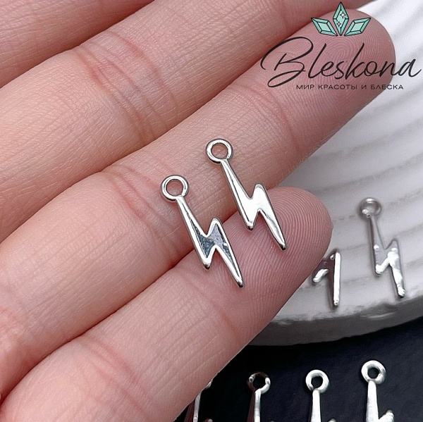 16,7*4,6 мм Цвет серебро, Подвеска молния гладкая