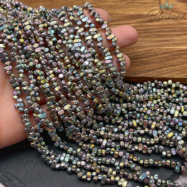 4,5-6мм Гематин сколы шлифованные №2, цвет хамелеон, имитация