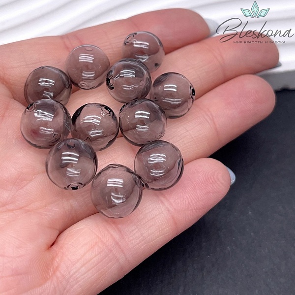 12 мм Бусина шар стекло серое
