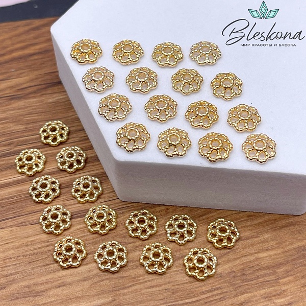 8*2,6 мм Цвет золото, Шапочка цветок