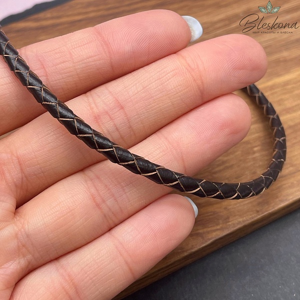 Шнур для браслетов из натуральной кожи коричневый 4 мм